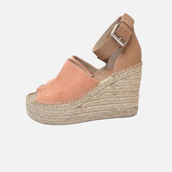 Marc Fisher LTD Women’s Mladalyn Espadrille Wedge Sandal Coral Suede Size 8.5 M - Picture 1 of 10